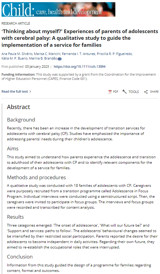 Como lidar com a transição de adolescentes com paralisia cerebral para a vida adulta?